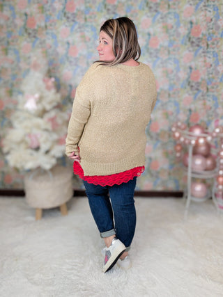 Francie Draped Vneck Sweater w/Side Slits (2 Colors)-2- Long Sleeve Tops-HEIMISH-Styled by Stacked - A Plus Size Women's Boutique in Lakeville, MN
