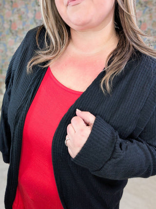 Emily Waffle Knit Cocoon Cardigan in Solids-4- Overlayer Tops-HEIMISH-Styled by Stacked - A Plus Size Women's Boutique in Lakeville, MN