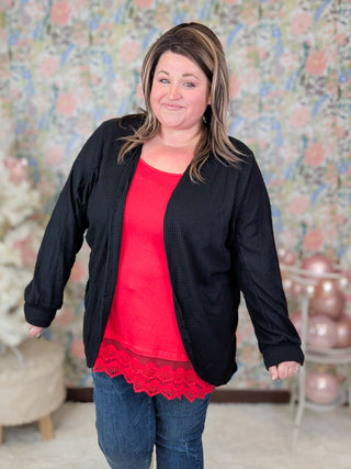Emily Waffle Knit Cocoon Cardigan in Solids-4- Overlayer Tops-HEIMISH-Styled by Stacked - A Plus Size Women's Boutique in Lakeville, MN