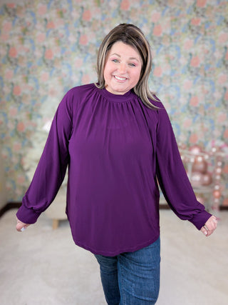 Hope Flowy Mockneck Long Sleeve Top (4 Colors)-2- Long Sleeve Tops-WHITE BIRCH-Styled by Stacked - A Plus Size Women's Boutique in Lakeville, MN