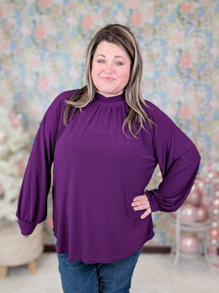 Hope Flowy Mockneck Long Sleeve Top (4 Colors)-2- Long Sleeve Tops-WHITE BIRCH-Styled by Stacked - A Plus Size Women's Boutique in Lakeville, MN