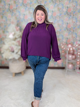 Hope Flowy Mockneck Long Sleeve Top (4 Colors)-2- Long Sleeve Tops-WHITE BIRCH-Styled by Stacked - A Plus Size Women's Boutique in Lakeville, MN