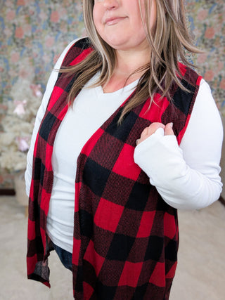 Elena Buffalo Plaid Open Vest w/Pockets-4- Overlayer Tops-HEIMISH-Styled by Stacked - A Plus Size Women's Boutique in Lakeville, MN