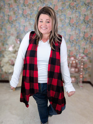 Elena Buffalo Plaid Open Vest w/Pockets-4- Overlayer Tops-HEIMISH-Styled by Stacked - A Plus Size Women's Boutique in Lakeville, MN