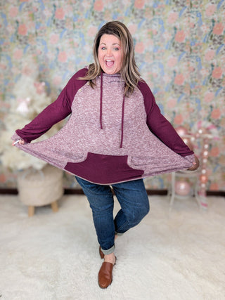 Miranda Heathered Pullover w/Double Hood (2 Colors)-3- Hooded Tops-WHITE BIRCH-Styled by Stacked - A Plus Size Women's Boutique in Lakeville, MN
