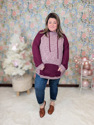Miranda Heathered Pullover w/Double Hood (2 Colors)-3- Hooded Tops-WHITE BIRCH-Styled by Stacked - A Plus Size Women's Boutique in Lakeville, MN