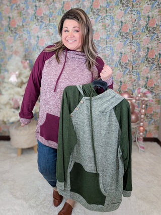 Miranda Heathered Pullover w/Double Hood (2 Colors)-3- Hooded Tops-WHITE BIRCH-Styled by Stacked - A Plus Size Women's Boutique in Lakeville, MN