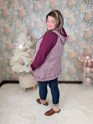 Miranda Heathered Pullover w/Double Hood (2 Colors)-3- Hooded Tops-WHITE BIRCH-Styled by Stacked - A Plus Size Women's Boutique in Lakeville, MN