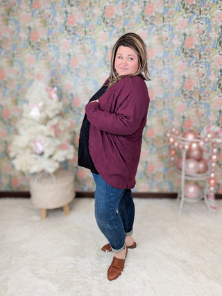 Emily Waffle Knit Cocoon Cardigan in Solids-4- Overlayer Tops-HEIMISH-Styled by Stacked - A Plus Size Women's Boutique in Lakeville, MN