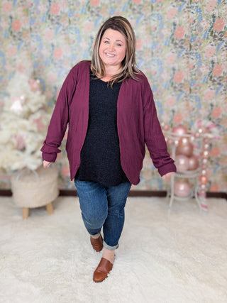 Emily Waffle Knit Cocoon Cardigan in Solids-4- Overlayer Tops-HEIMISH-Styled by Stacked - A Plus Size Women's Boutique in Lakeville, MN