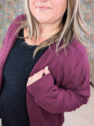 Emily Waffle Knit Cocoon Cardigan in Solids-4- Overlayer Tops-HEIMISH-Styled by Stacked - A Plus Size Women's Boutique in Lakeville, MN