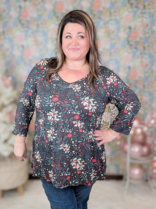 Ainsley Mini Ruffle 3/4 Sleeve in Holiberry (2 Colors)-2- Long Sleeve Tops-MICHELLE MAE-Styled by Stacked - A Plus Size Women's Boutique in Lakeville, MN