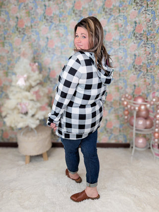 Lennox Ivory Buffalo Plaid Pullover Lightweight Hoodie-2- Long Sleeve Tops-cream and sugar-Styled by Stacked - A Plus Size Women's Boutique in Lakeville, MN