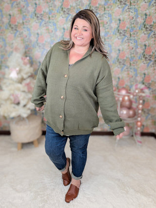 Austin Button Front Sweater Cardigan in Olive-4- Overlayer Tops-WHITE BIRCH-Styled by Stacked - A Plus Size Women's Boutique in Lakeville, MN