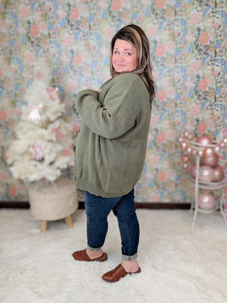 Austin Button Front Sweater Cardigan in Olive-4- Overlayer Tops-WHITE BIRCH-Styled by Stacked - A Plus Size Women's Boutique in Lakeville, MN