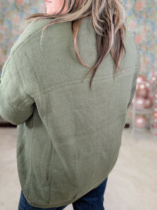 Austin Button Front Sweater Cardigan in Olive-4- Overlayer Tops-WHITE BIRCH-Styled by Stacked - A Plus Size Women's Boutique in Lakeville, MN