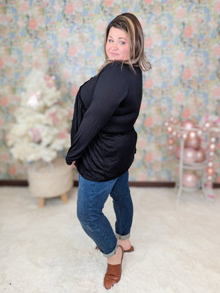 Evans Modified Babydoll Long Sleeve Top in Solids (3 Colors)-2- Long Sleeve Tops-HEIMISH-Styled by Stacked - A Plus Size Women's Boutique in Lakeville, MN