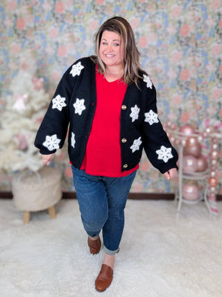 Ember Vneck Waffle Knit Dolman Short Sleeve Top in Red-1- ShortSlv/Slvless Tops-BE STAGE-Styled by Stacked - A Plus Size Women's Boutique in Lakeville, MN