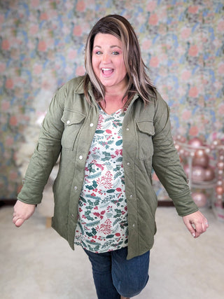 Ian Quilted Sweatshirt Shacket in Olive-4- Overlayer Tops-HEIMISH-Styled by Stacked - A Plus Size Women's Boutique in Lakeville, MN