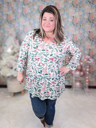 Ainsley Mini Ruffle 3/4 Sleeve in Holiberry (2 Colors)-2- Long Sleeve Tops-MICHELLE MAE-Styled by Stacked - A Plus Size Women's Boutique in Lakeville, MN