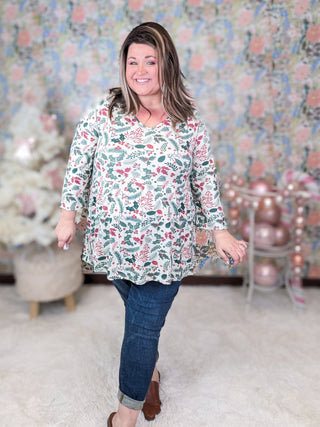 Ainsley Mini Ruffle 3/4 Sleeve in Holiberry (2 Colors)-2- Long Sleeve Tops-MICHELLE MAE-Styled by Stacked - A Plus Size Women's Boutique in Lakeville, MN