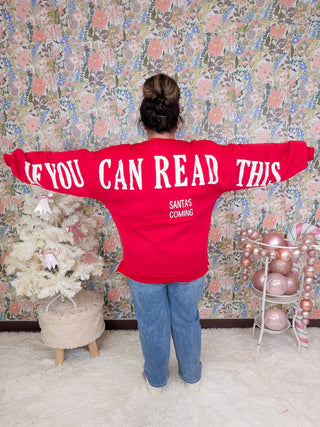 Santa's Coming Dolman Pullover in Red-2- Long Sleeve Tops-girl code couture-Styled by Stacked - A Plus Size Women's Boutique in Lakeville, MN