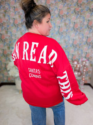Santa's Coming Dolman Pullover in Red-2- Long Sleeve Tops-girl code couture-Styled by Stacked - A Plus Size Women's Boutique in Lakeville, MN