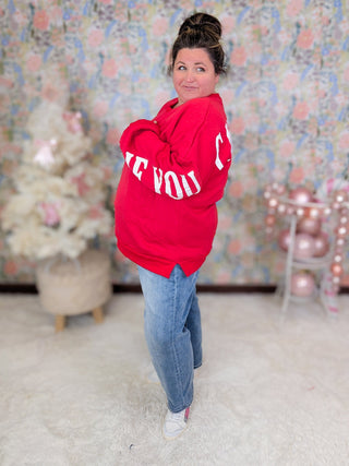Santa's Coming Dolman Pullover in Red-2- Long Sleeve Tops-girl code couture-Styled by Stacked - A Plus Size Women's Boutique in Lakeville, MN