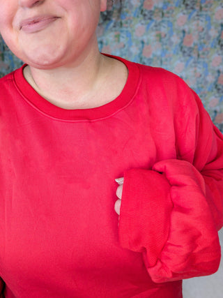 Santa's Coming Dolman Pullover in Red-2- Long Sleeve Tops-girl code couture-Styled by Stacked - A Plus Size Women's Boutique in Lakeville, MN