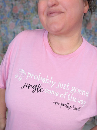 Too Tired to Jingle Tee on Pink-6- Graphic Tops-Stacked - A Plus Size Boutique-Styled by Stacked - A Plus Size Women's Boutique in Lakeville, MN