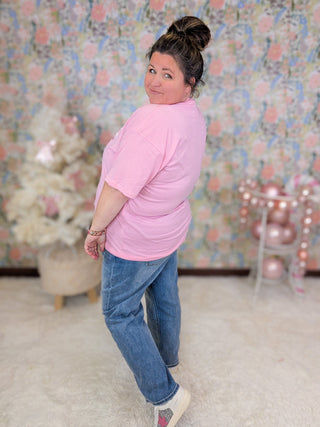 Too Tired to Jingle Tee on Pink-6- Graphic Tops-Stacked - A Plus Size Boutique-Styled by Stacked - A Plus Size Women's Boutique in Lakeville, MN