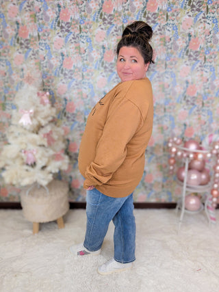True Story Crewneck Pullover on Caramel-6- Graphic Tops-Stacked - A Plus Size Boutique-Styled by Stacked - A Plus Size Women's Boutique in Lakeville, MN