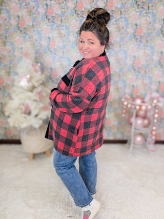 Teri Fleecy Buttondown Top in Buffalo Plaid-4- Overlayer Tops-LOVELY MELODY-Styled by Stacked - A Plus Size Women's Boutique in Lakeville, MN