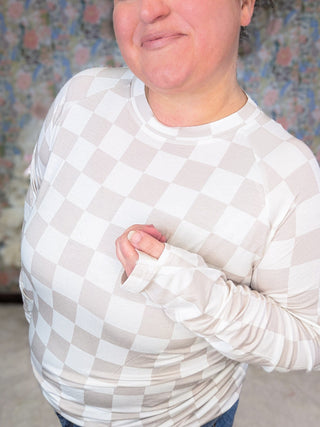 Blair Mockneck Long Sleeve w/Thumbholes in Prints (Non-Florals)-2- Long Sleeve Tops-MICHELLE MAE-Styled by Stacked - A Plus Size Women's Boutique in Lakeville, MN