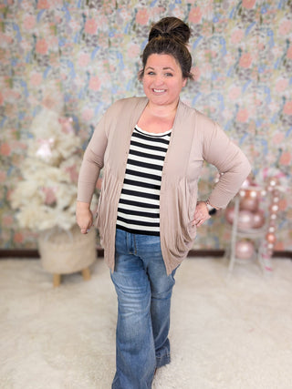 Brooklyn Button Detail Draped Top in Mocha-11- Dress/Romp/Jump-EMERALD-Styled by Stacked - A Plus Size Women's Boutique in Lakeville, MN