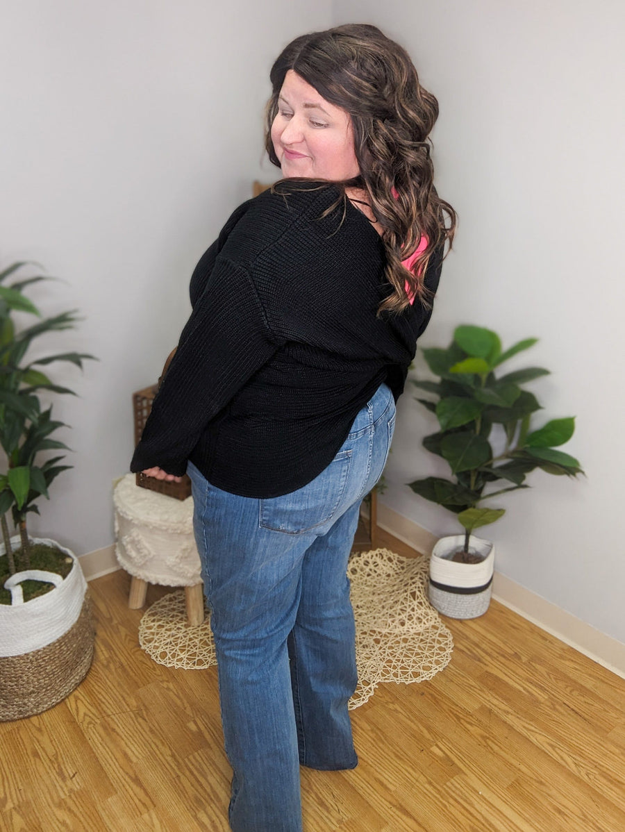 Olivia Open Back V-Neck Sweater (3 colors!)