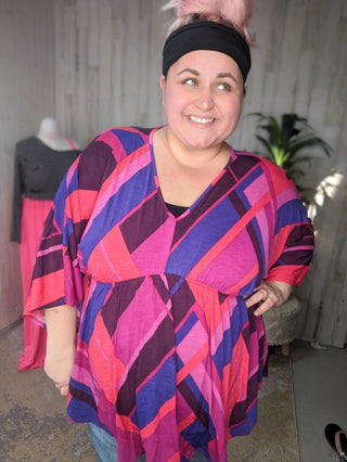 Chelsey Geometric Print Kimono Fit Top