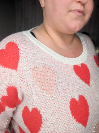 Pearl Detail Heart Sweater