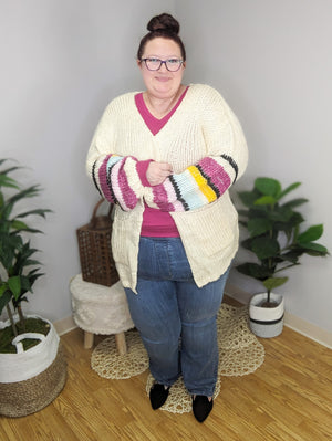 Carmen Colorblock Sleeve Cozy Cardigan