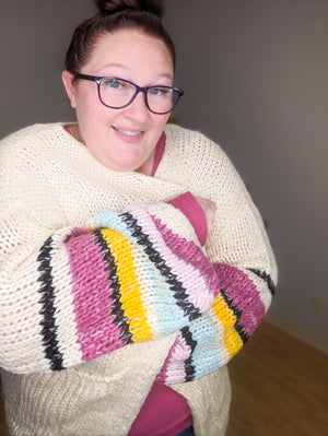 Carmen Colorblock Sleeve Cozy Cardigan