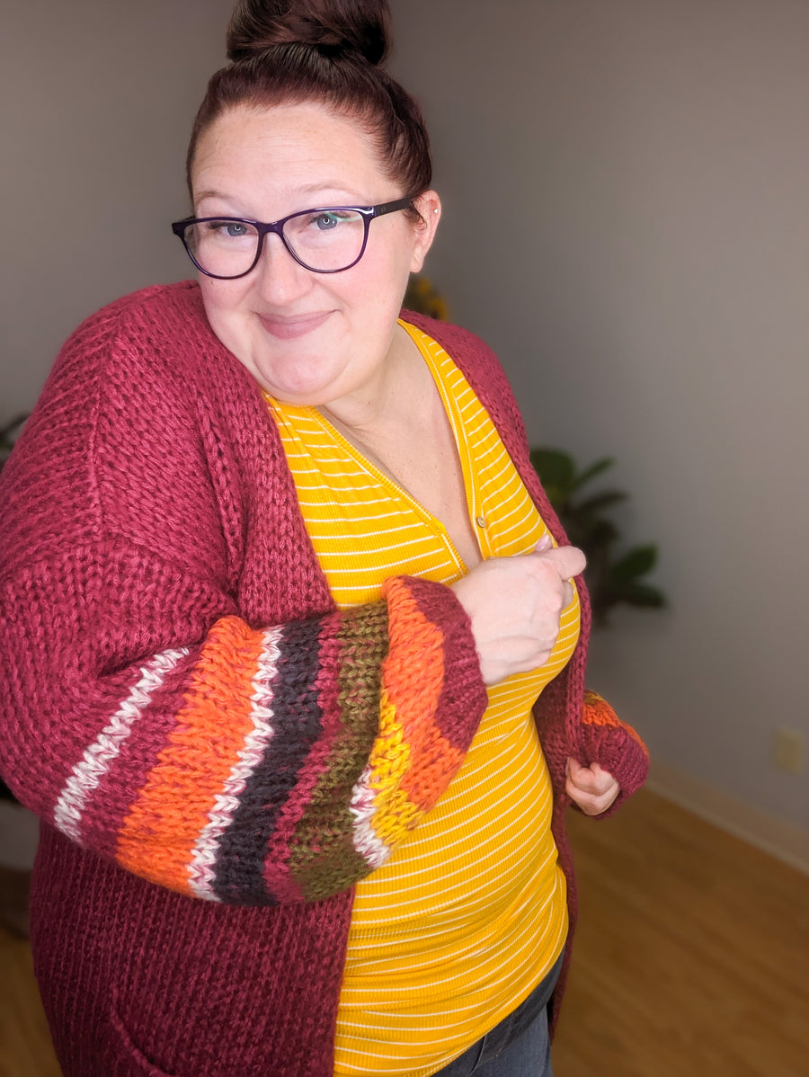 Carmen Colorblock Sleeve Cozy Cardigan