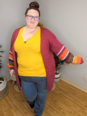 Carmen Colorblock Sleeve Cozy Cardigan