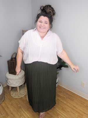 SALE- Caroline Chiffon Pleated Midi Skirt