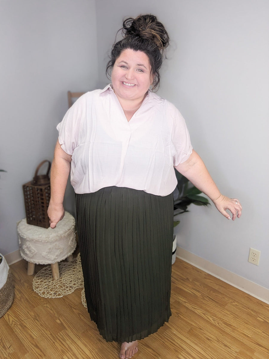 SALE- Caroline Chiffon Pleated Midi Skirt