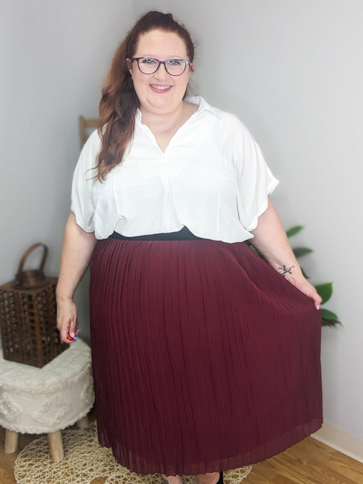 SALE- Caroline Chiffon Pleated Midi Skirt
