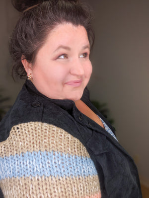 Skylar Sweater Sleeve Corduroy Jacket in Dark Gray