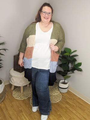 Autumn Colorblock Cardigan w/Pockets