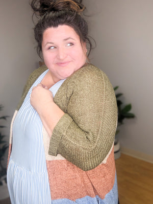 Autumn Colorblock Cardigan w/Pockets