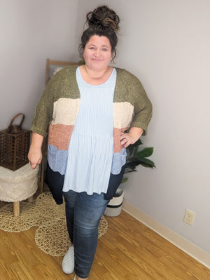 Autumn Colorblock Cardigan w/Pockets