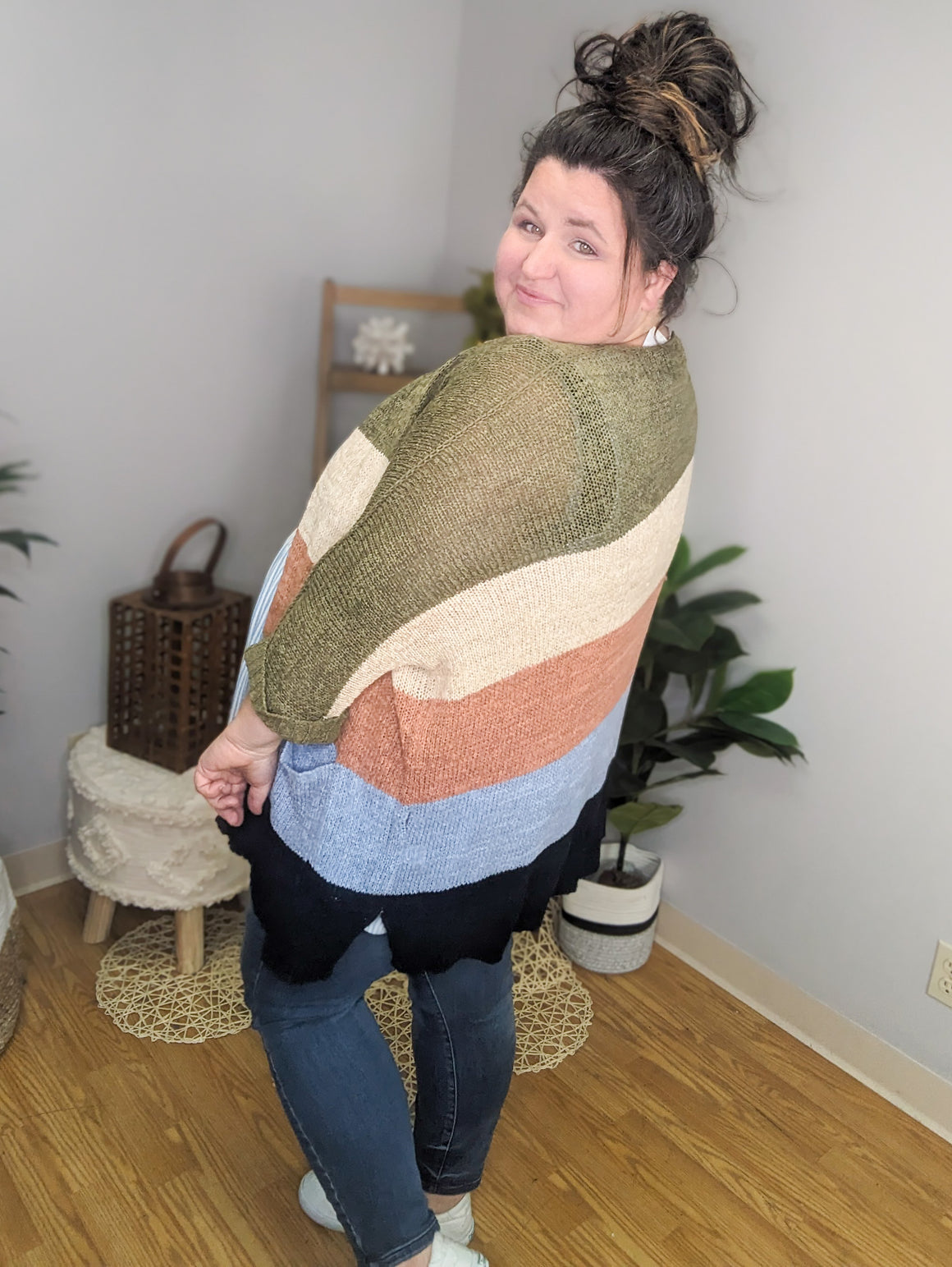 Autumn Colorblock Cardigan w/Pockets
